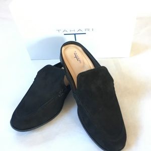 Tahari black suede loafers gamila nubuck sm 7 NIB